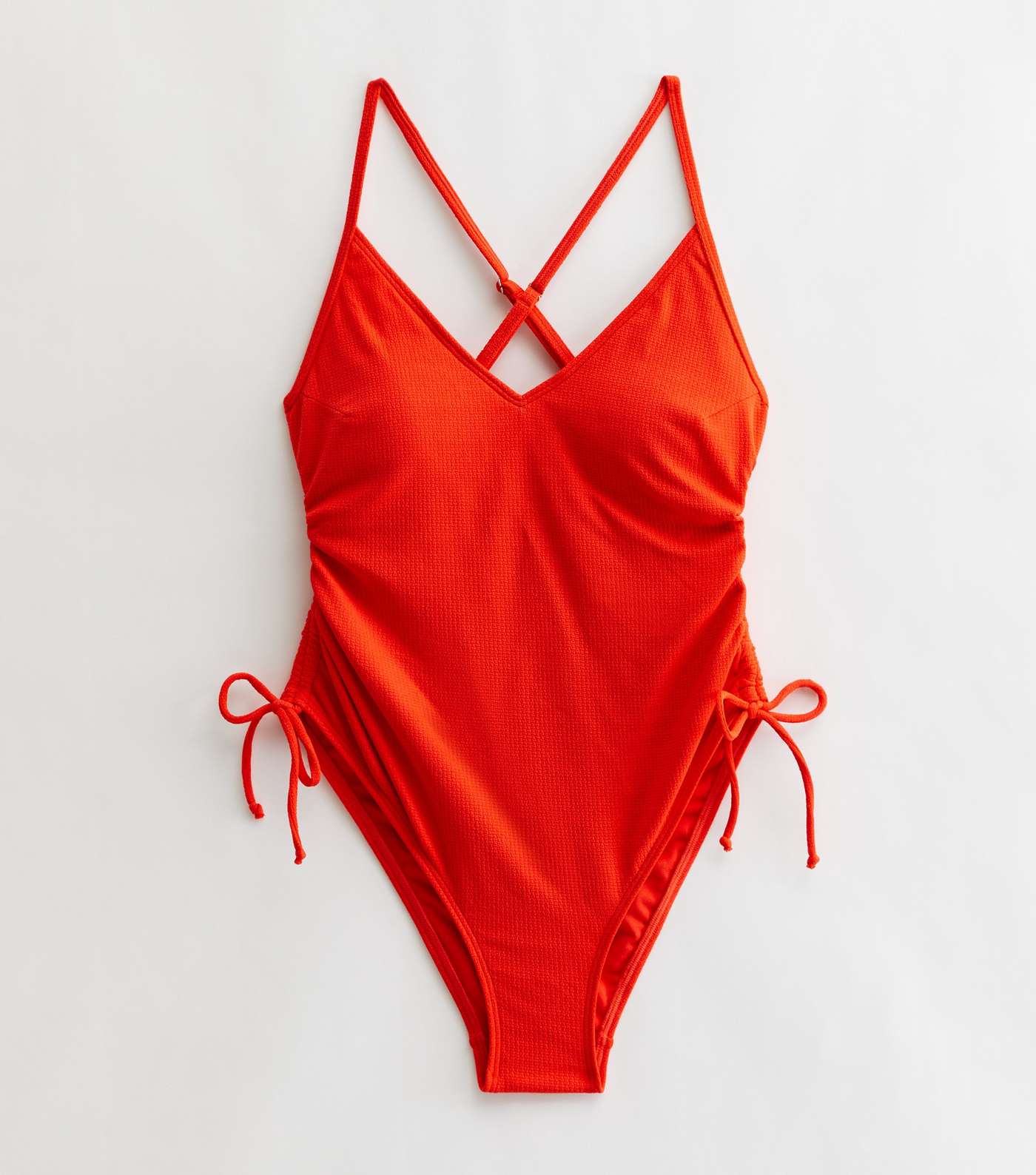 Red Strappy Ruched Side Multiway Swimsuit Image 6