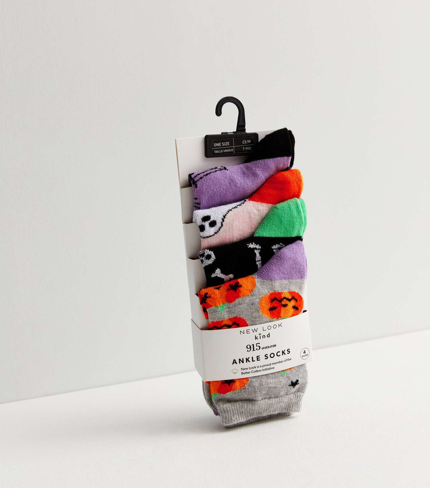 Girls 4 Pack Multicoloured Halloween Ankle Socks Image 4
