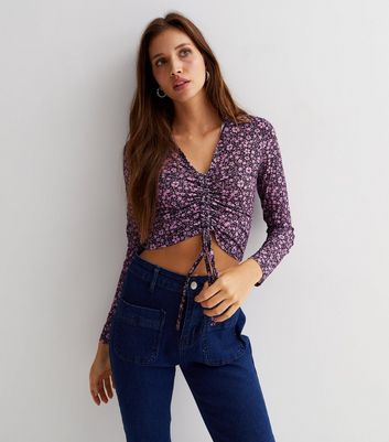 Floral mesh store crop top