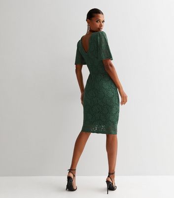 Green lace store bodycon dress