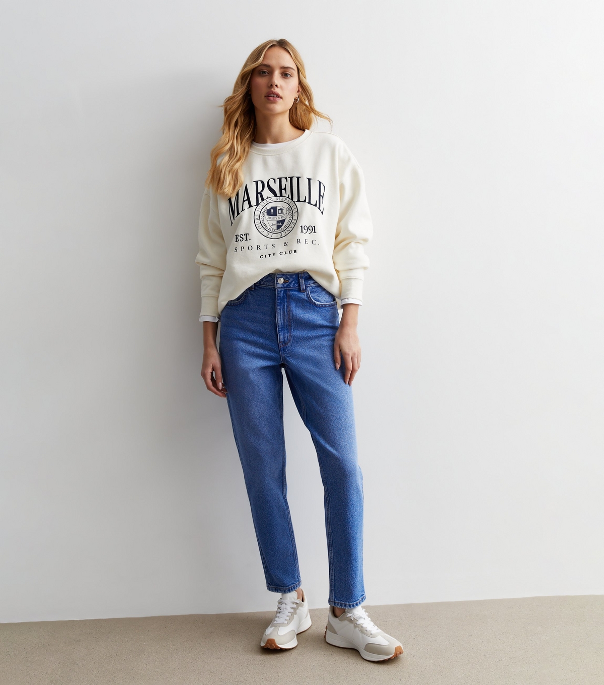 Women's Bright Blue Waist Enhance Tori Mom Jeans New Look