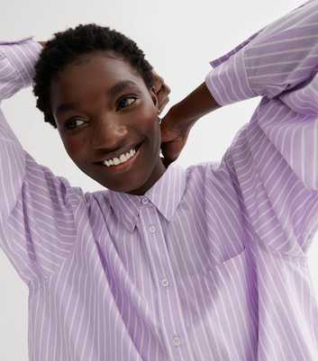 Lilac Stripe Poplin Pocket Front Shirt