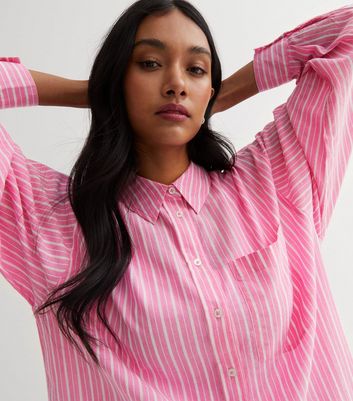 pink and white striped womens shirt