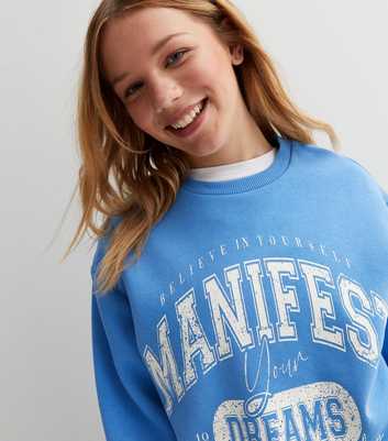 Girls Blue Manifest Logo Long Sweatshirt