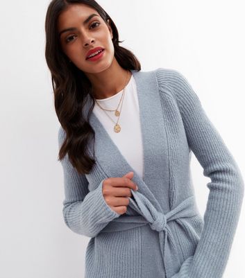 Sunshine Soul Pale Blue Knit Tie Waist 