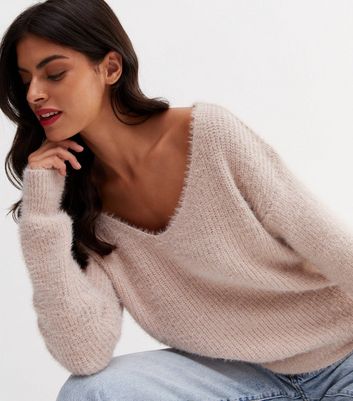 Fluffy v hotsell neck jumper