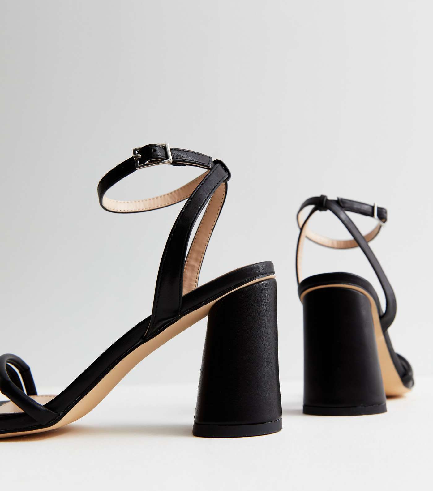 Black Asymmetric Strap Block Heel Sandals Image 3
