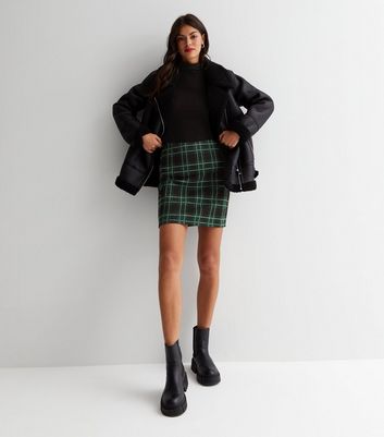 new look green tartan skirt