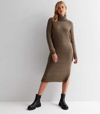 ONLY Tall Light Brown Roll Neck Midi Dress