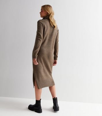 ONLY Tall Light Brown Roll Neck Midi Dress | New Look