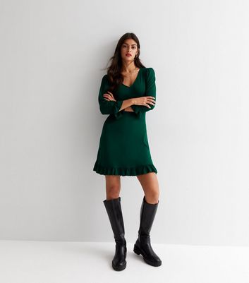 Long sleeve shop ruffle hem dress