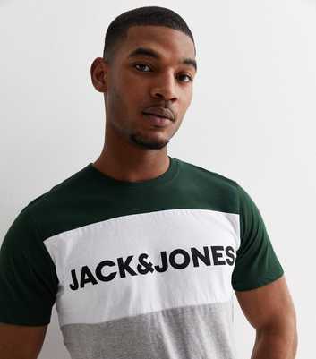 Jack & Jones Dark Green Colour Block Logo T-Shirt