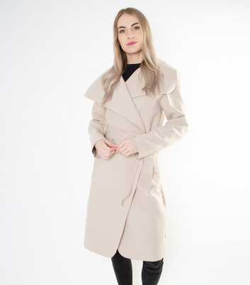 JUSTYOUROUTFIT Stone Belted Shawl Collar Coat