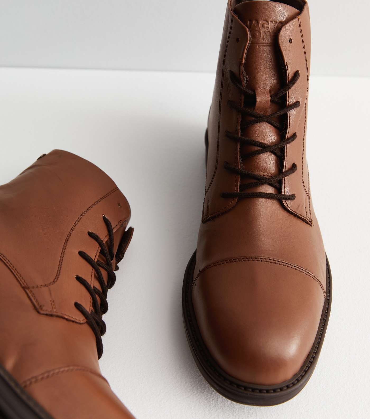 Jack & Jones Dark Brown Leather Boots Image 3
