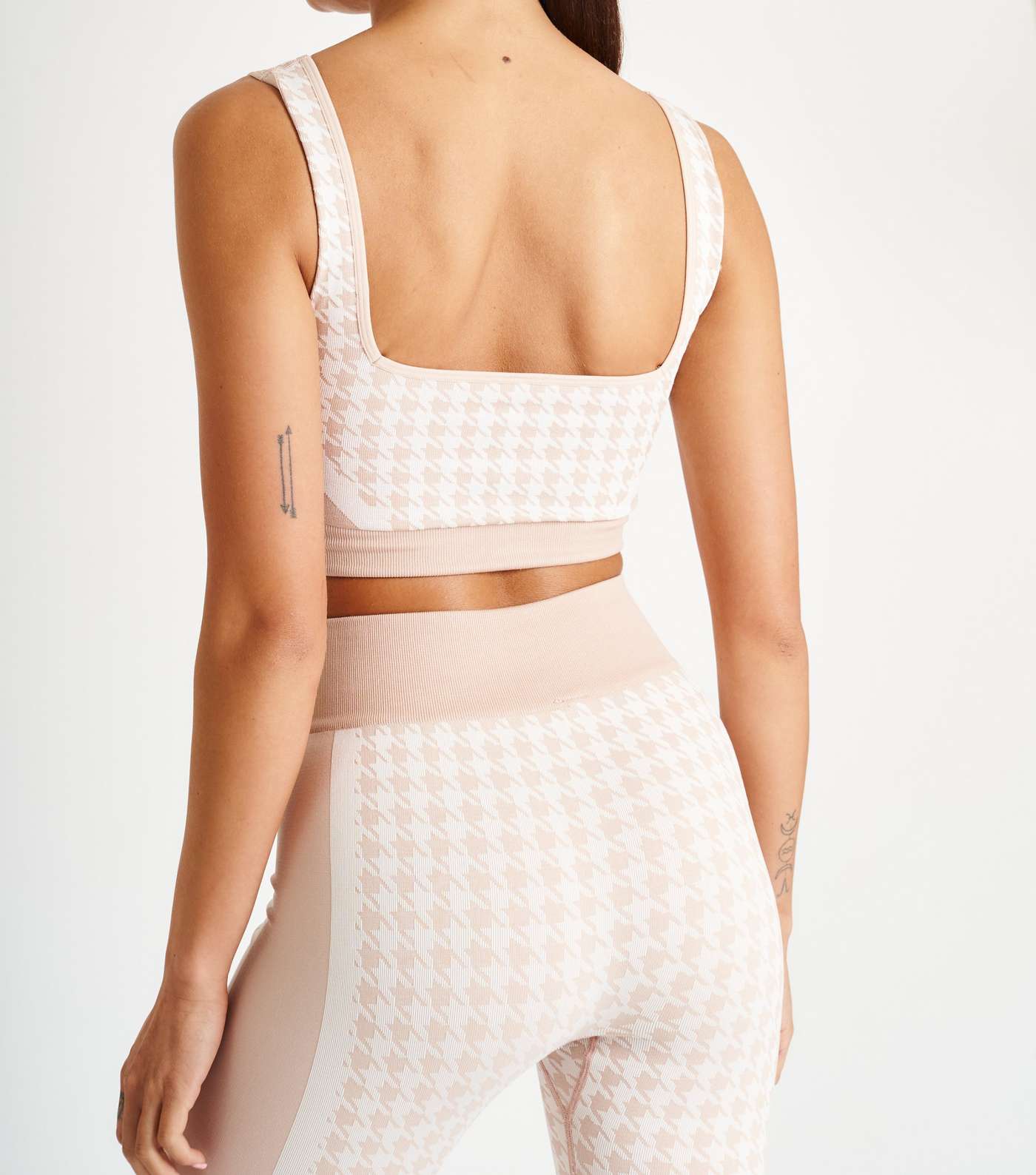 South Beach Stone Dogtooth Seamless Sports Crop Top Image 2