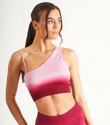 South Beach Red Ombré Seamless Asymmetric Sports Crop Top | New Look