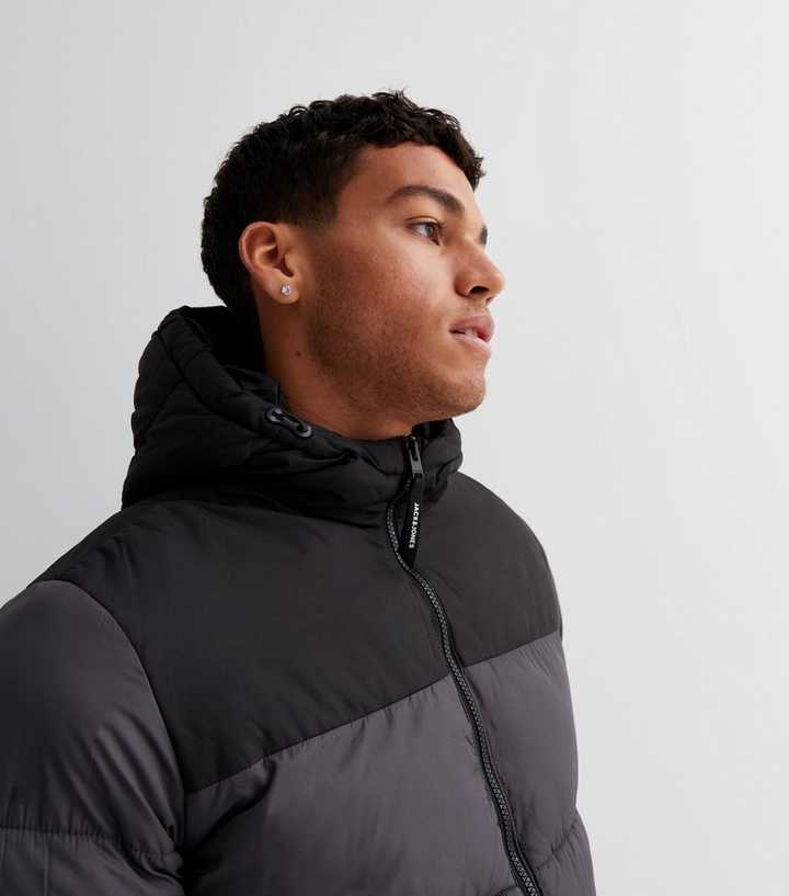 Jack u0026 Jones Black Hooded Puffer Jacket | New Look