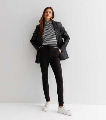 Black Zip Slim Stretch Trousers