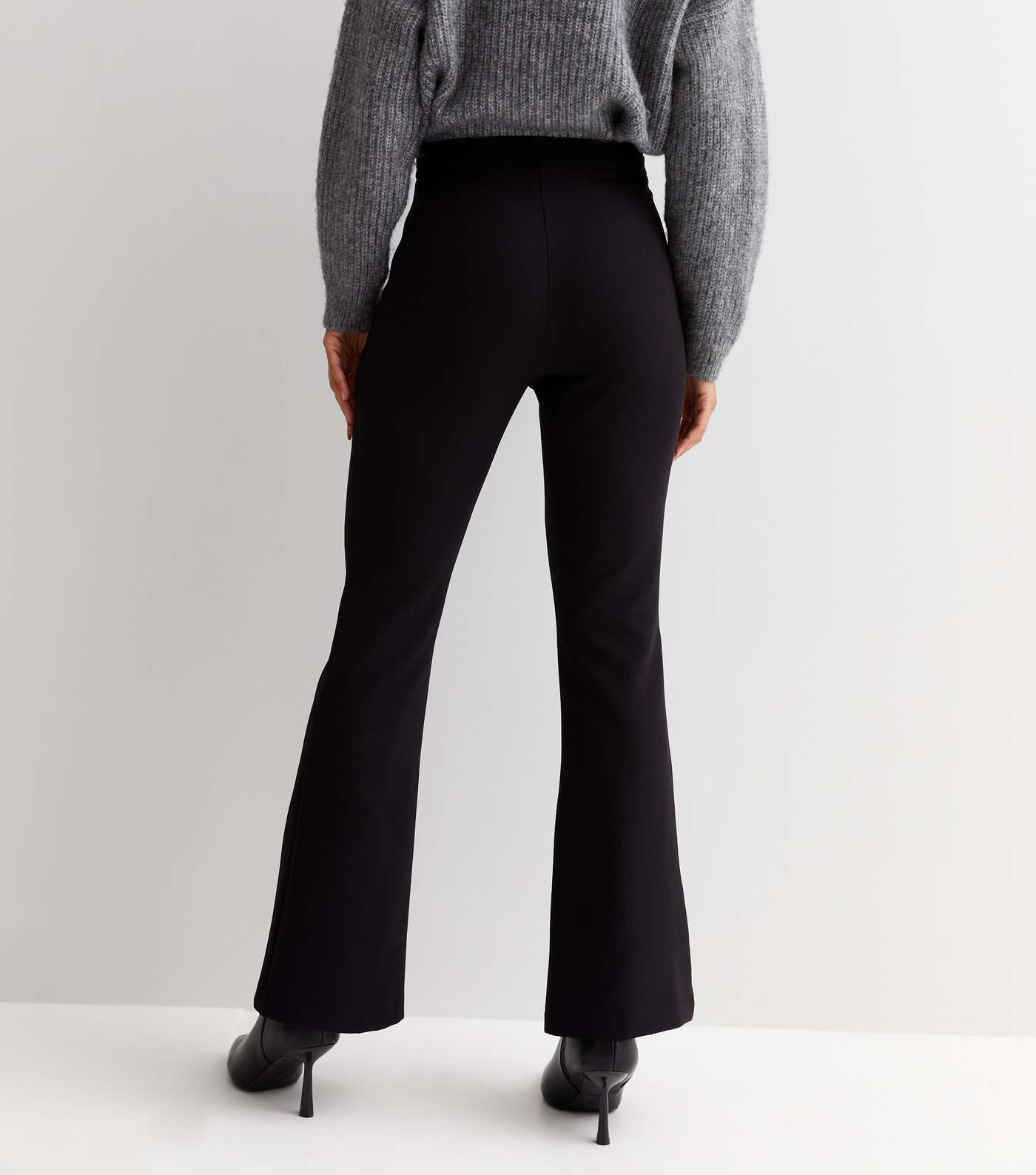 Black Tailored Kick Flare Trousers Image 4