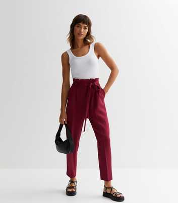 Burgundy Paperbag Trousers