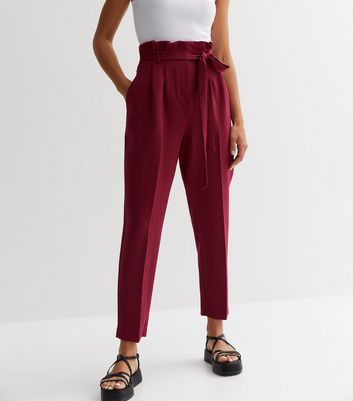 Maroon on sale paperbag trousers