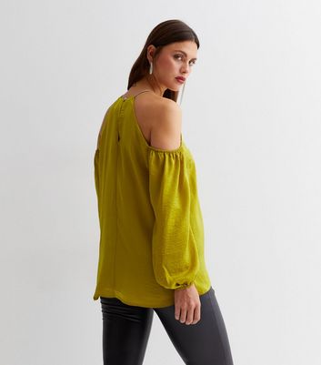 Mustard yellow cold store shoulder top