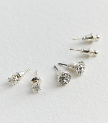 Pack of sale silver stud earrings