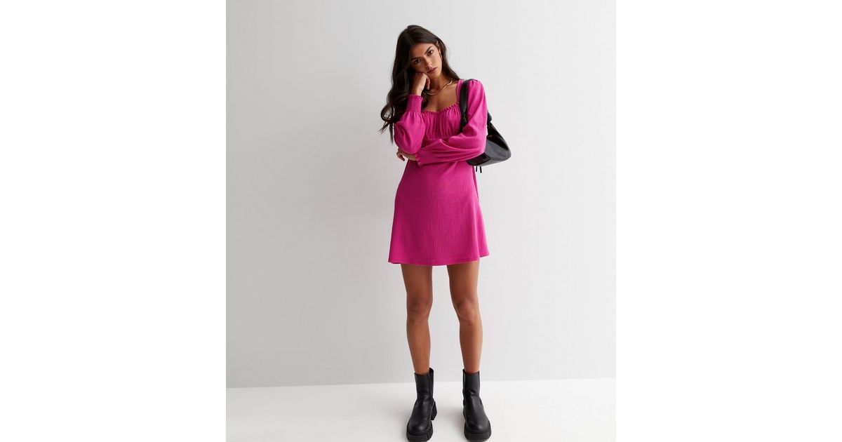 Meg Mini Dress ~ Pink Eyelash