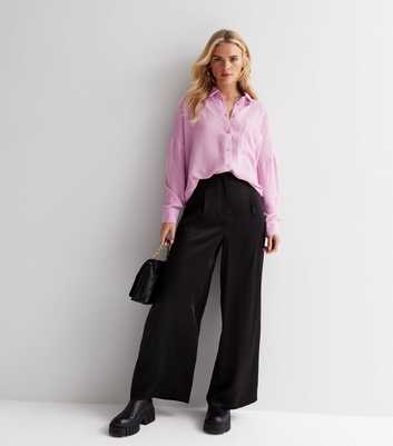 Petite Lilac Long Sleeve Pocket Front Oversized Shirt