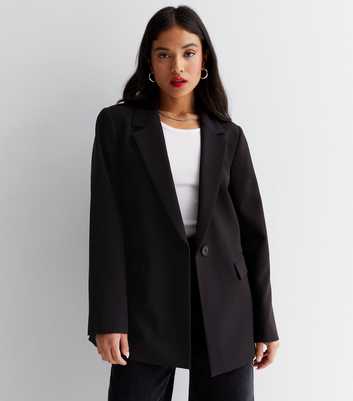 Petite Black Long Sleeve Relaxed Fit Blazer