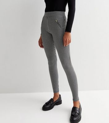 Tall Black Dogtooth Jersey Leggings 