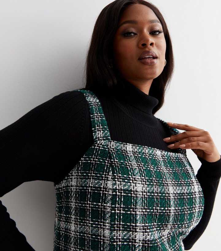 green emerald velvet dress Red And Green Check Merida Mini Pinafore Dress