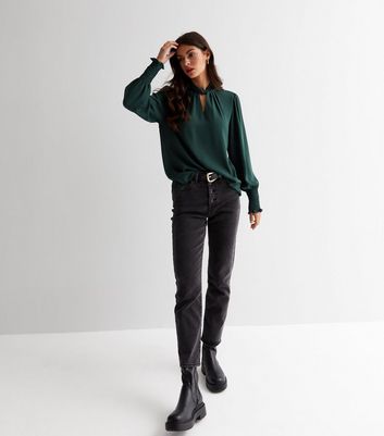 Dark green high neck on sale top