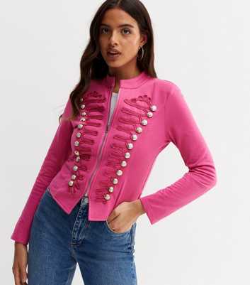 Cutie London Mid Pink Military Button Zip Front Blazer