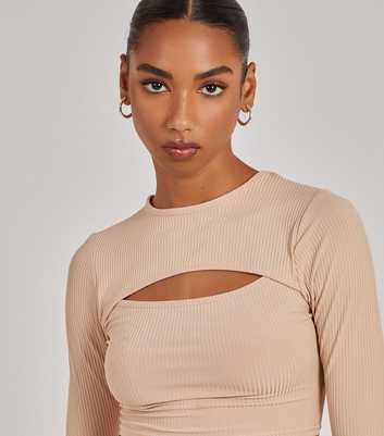 Pink Vanilla Stone Cut Out Long Sleeve Crop Top
