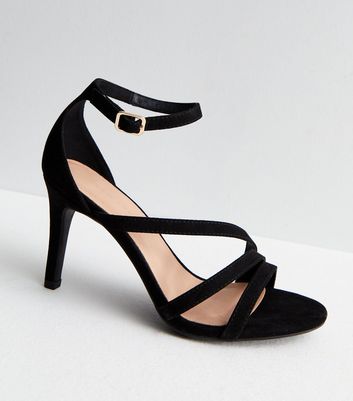 Black Suedette Strappy Stiletto Heel Sandals New Look