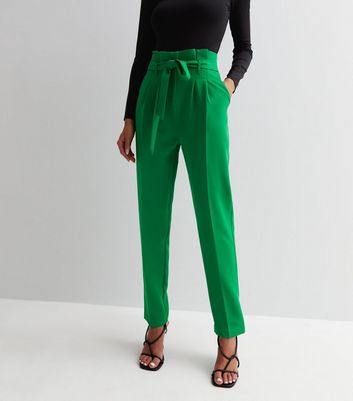 HIGH WAIST PAPERBAG TROUSERS  Green  VILA