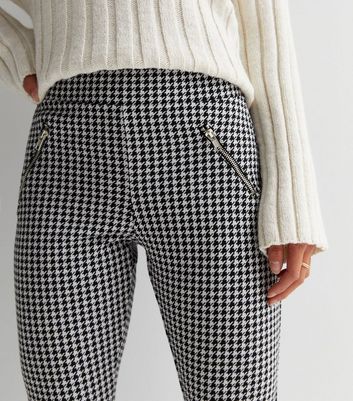 Petite Black Dogtooth Jersey Leggings 