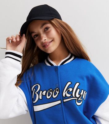 Girls Brown Brooklyn Logo Varsity Bomber Jacket | New Look