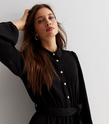 Long sleeve discount belted shirt dress