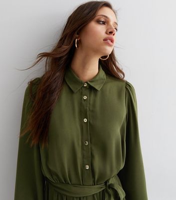 Ladies khaki hot sale shirt dress