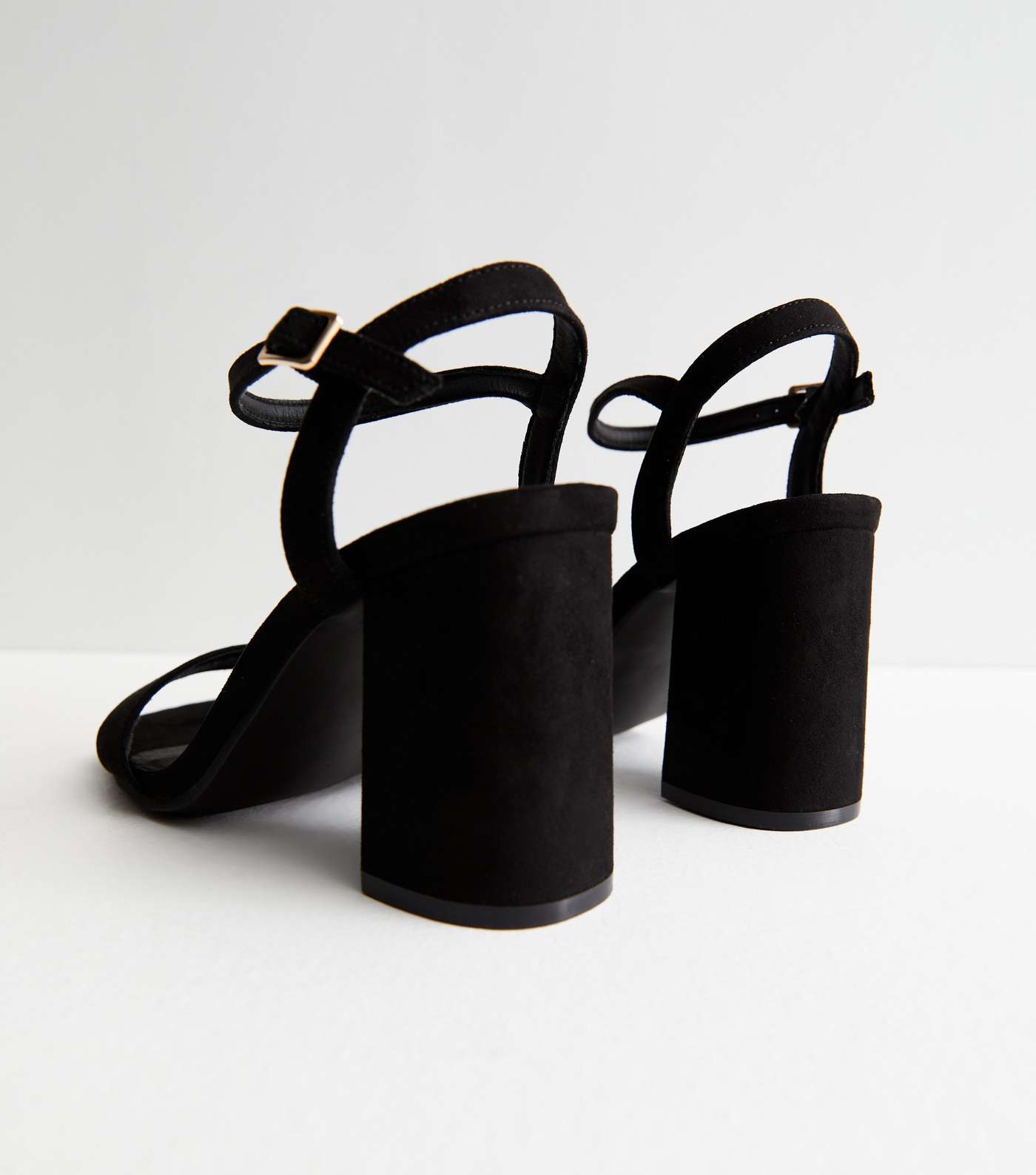 Black Suedette 2 Part Block Heel Sandals Image 4