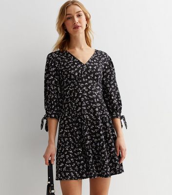 New look black ditsy floral dress sale