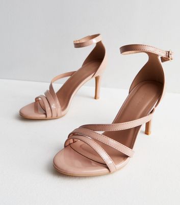Pale Pink Patent Strappy Stiletto Heel Sandals