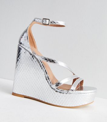 Amazon.com | Wedge Sandals with ankle strap womens platform sandals womens  brown shoes wedge pump Sandals with Arch Support (0608A290 Silver,Size 6.5)  | Platforms & Wedges