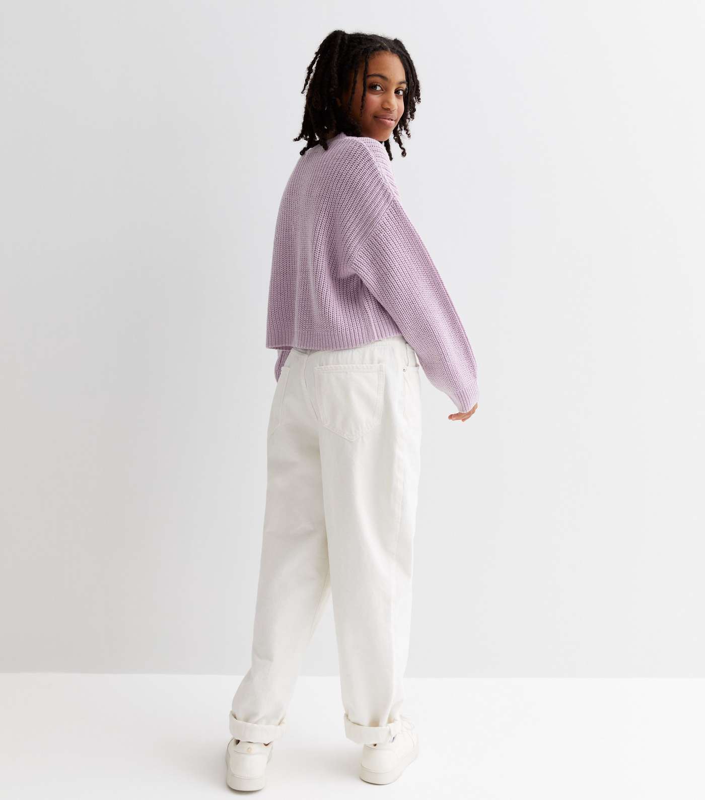 Girls Lilac Knit Jumper Image 4