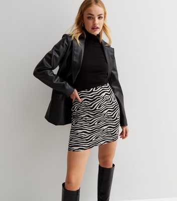Black Jacquard Zebra Print Tube Skirt