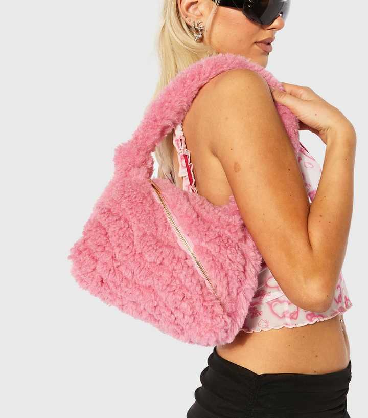 Skinnydip Pale Pink Fluffy Wave Shoulder Bag