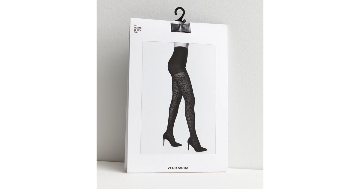 Vero Moda Black Leopard Print Tights New Look