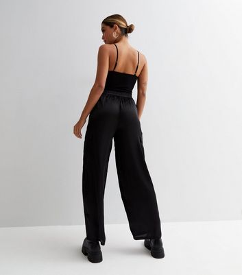 Plus Black Satin Cargo Pants  Fashion Clothes Plus size outfits
